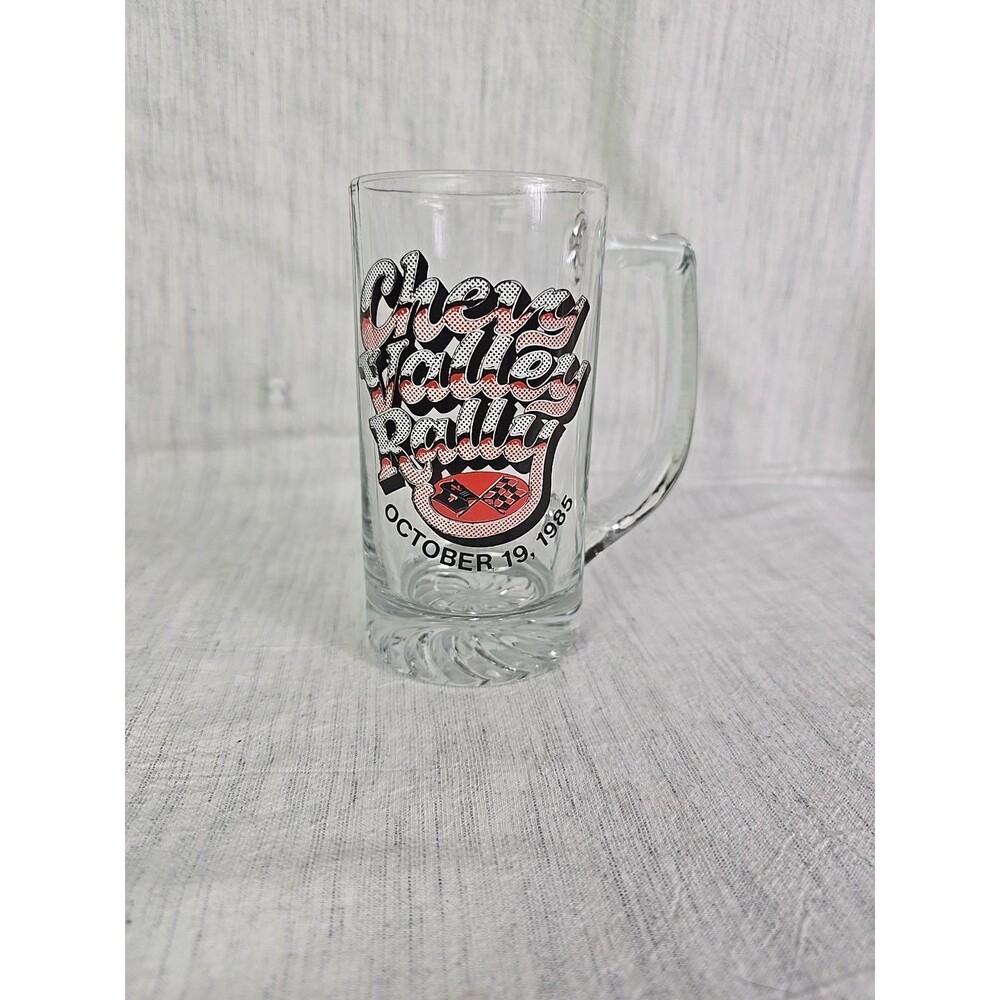 Vintage Cherry Valley Rally 1985 Beer Mug October 19 Commemorative Glass Tankard